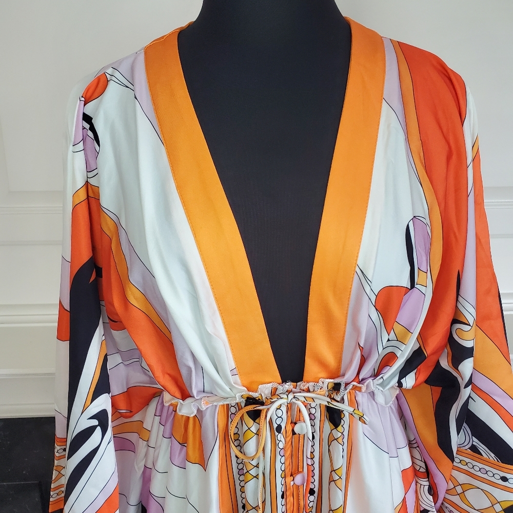 Multifunctional Pattern Print Maxi Robe Caftan - image 4